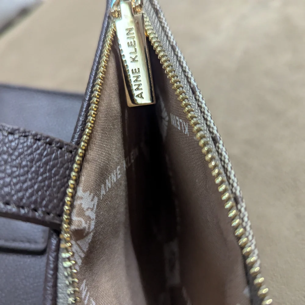Anne Klein Signature Brown Wristlet Clutch